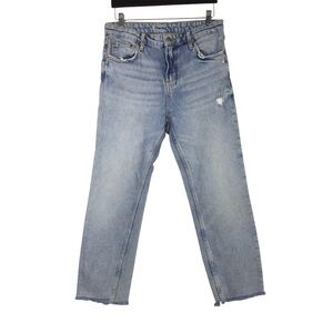 Zara Distressed Crop Jeans Raw Hem